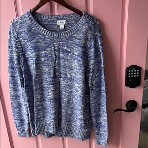 Old Navy Blue and White Marled Sweater